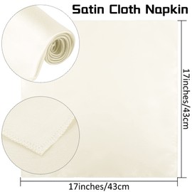 Aneco ANECO 12 Pieces Satin Napkins Soft Dinner Napkins Square Table Napkins 17 x 17 Inches for Restaurant Weddings Party Dinner Decoration (Ivory)