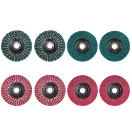 Wisboey 8PCS 4 Inch Red & Green Nylon Fiber Flap Discs Set Assorted Sanding Grinding Buffing Wheels for Angle Grinder