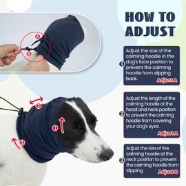 Nanaki Dog Calming Hoodie,Upgrade Anti-Slip Hematomas Ear Wraps For Dogs Ear Covers,Adjustable Dog Ear Muffs Noise Protection,Fireworks Dog Ear Protector Dog Grooming Ear Cover Dog Head Wrap Dog Snood