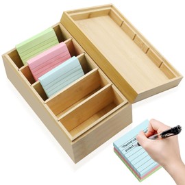 Fosoloni A7 Index Cards Box Wooden with Lid Index Cards Wooden Vocabulary Box Flashcard Box Wood for Office Schools and Home (Index Cards Not Included) 22 cm x 12.6 cm x 9 cm