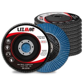 LIZMOF Flap Disc 4-1/2 x 7/8 Inch for Angle Grinder, 40 Grit Flap Wheel for General Purpose Metal & Stainless Steel, Type 29 Grinding Wheel, Zirconia Abrasive Grinding Disc, 72 Beveled Blades, 10PACK