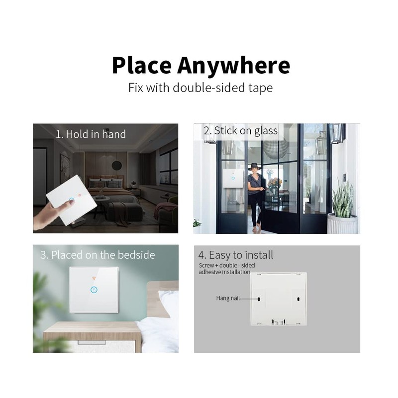 proAMEDEN Touch Wall Switch 10A Works with Tuya/Smart Life App,