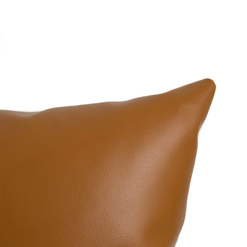 Faux Leather Pillow Cover, Modern Design, Camel, 18"x18"
