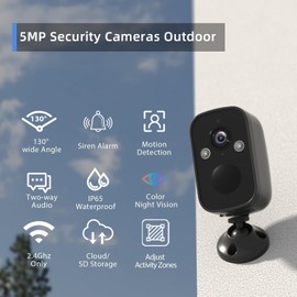 Rraycom 4Pack Security Cameras Wireless Outdoor,5MP Battery Powered AI Motion Detection WiFi Indoor Camera,130°FOV,Waterproof, Full-Color Night Vision,Spotlight Siren Alarm, 2-Way Audio,Cloud/SD