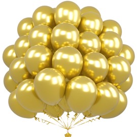 Unisun Metallic Gold Balloons, 50Pcs 12 Inch Chrome Gold Balloons, Latex Gold Balloons for Women Men Boys Birthday Party Baby Shower Wedding Engagement Graduation Anniversary Decorations