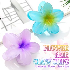 BARTOSI Flower Claw Clips Hawaiian Floral Hair Clips Medium Hair Claw Clip Summer for Women (Pack of 2)