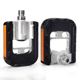 KABON Folding Bike Pedals, Bicycle Foldable Pedals with Aluminum, Universal 9/16 inch Non-Slip Cycling Pedals for Folding Bike, BMX Bike, Road Bike, Mountain Bike MTB (New Silver)