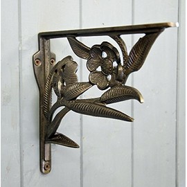 Deco flower vintage antique style ornate iron shelf bracket
