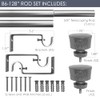 Stockton 86-128 Inch Adjustable Curtain Rod Set, 5/8 Inch Diameter