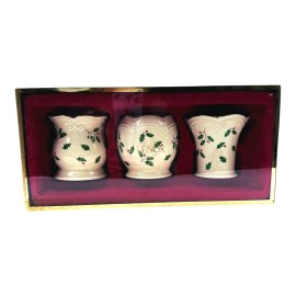 Lenox Holiday Votive TeaLight Holders, Holly & Berry Set Of Three NIB