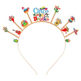 NVENF Cinco De Mayo Headbands Mexican Fiesta Hairbands for Women Cactus Chili Sombrero Head Boppers Mexican Hair Accessory, Colorful, Large