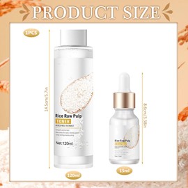 Rice Toner Facial Toner with Rice Serum, Korean Rice Toner, Anti Ageing, Anti-Wrinkle Brightening and Moisturising, Rice Face Care Set for Women and Teenage Girls