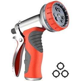 HmiL-U Garden Hose Nozzle Sprayer, Heavy Duty Metal High Pressure Water Gun, 9 Adjustable Watering Patterns Suitable for Watering Plants Washing Cars and Showering Pets