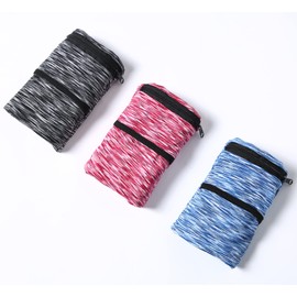 bbfly Wrist Bag, Sports Wrist Bag with Zip, for Jogging, Walking, Running, Dog Walking, Cycling and Yoga etc (Red + Blue + Black, L)