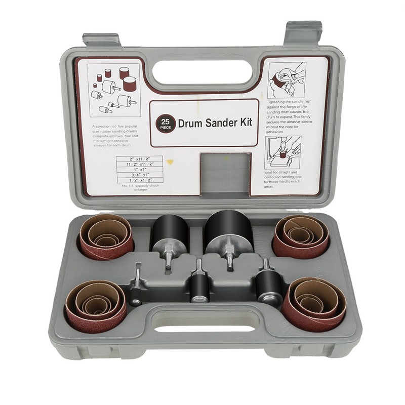 25pcs Spindle Sanding Drum Sander Tool Kit Set with Case