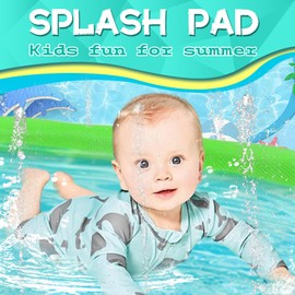 Heeyoo Splash Pad for Kids, Non-Slip Splash Pad for Toddler Summer Outdoor Water Toys, Sprinkler Pool for Kids Outdoor Play, Scratch Resistant Thicken Dog Splash Pad, Fountain Play Mat for Kid Toddler