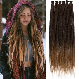 Samtress Dreadlock Extensions 24 Inch 10 Strands 0.6cm Width Soft Reggae Hair Hip-Hop Style Dreads Ombre Blonde Hippie Dreads Handmade Reggae Style Corchet Hair Synthetic (#T27)