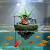 Aquarium Floating Island Decorations,Floating Fish Tank Decorations,Fisherman Aquarium Decor Island,for