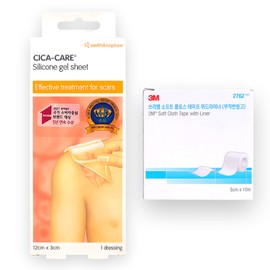 Scar management Cica Care gel sheet (12x3cm) + 3M fixing roll non-woven bandage (5cmx10m) / 흉터관리 시카케어 젤시트(12x3cm)+3M픽싱롤 부직반창고(5cmx10m)