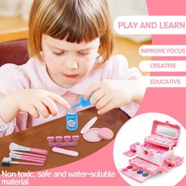 Kids Makeup Kit for Girl - Washable Makeup Toy for Girls, Little Girls Make up Set Safe & Non Toxic Makeup for Toddlers Children Princess, Girl Toys Age 4 5 6 7 8 Christmas Birthday Gift for Girl.