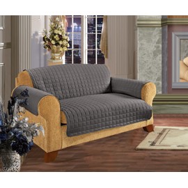 Mattrest Quilted Furniture Protector for Pet Dog Children Kids - Special Treatment Microfiber As Soft as Egyptian Cotton, Gray Sofa