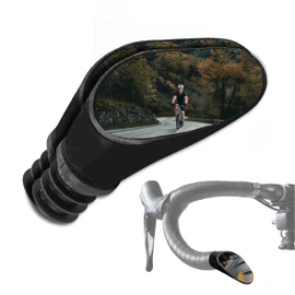 Sprintech Swiss-Made Convex Chrome-Plated Bike Mirror for Drop Bars – Hand-Finished, Adjustable, Reflective Surface, Durable ABS Housing, Universal Fit for Enhanced Rear Visibility (Black, Pair)