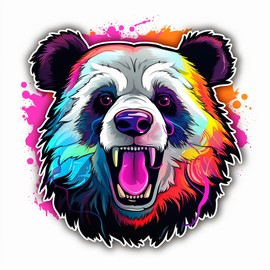 Colorful Cute Panda Sticker For Car, Bike, SUV, Truck, Helmet, Laptop, Water Bottle, Notebook, Decal window, Guitar, Skateboard, Bumper Vinyl Waterproof sticker 5 inch (Design 3)