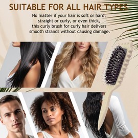 Curly Hair Brush, 2024 Newest Boar Bristle Detangling Brush for Styling, Less Pulling, Soft Curl Hair Brush for Combing Detangling Brush for Men Women Girls (Beige)