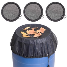3 Pieces Mesh Cover for Rain Barrels with Drawstring, Water Collection Buckets Tank Protector, Rainwater Bucket Netting Screen Cover for Outdoor Garden, 37.4 Inches, Black