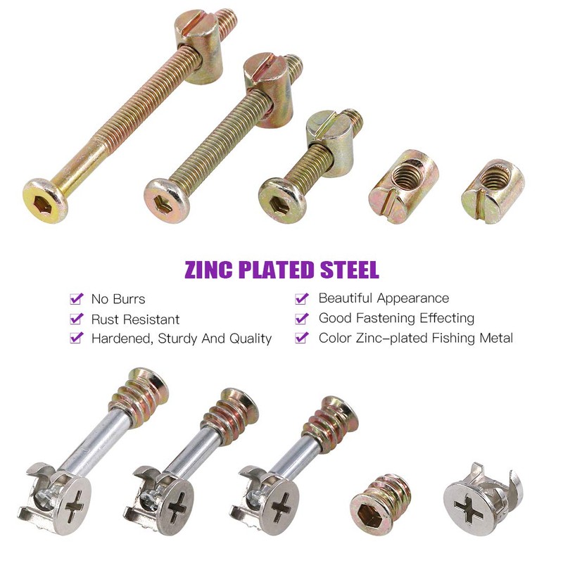 125Pcs 3-in-1 Bolt Nut Connection Crib Screws Kit,Cam Fitting with
