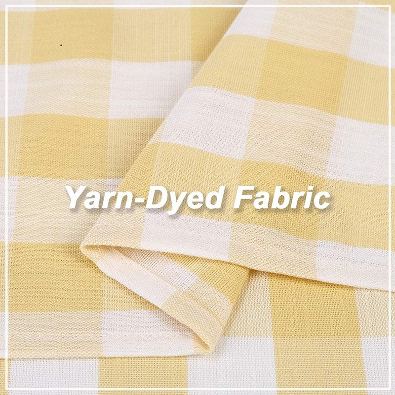 Bapawfish Yellow White Cafe Kitchen Curtains 45 Inches Length, Buffalo