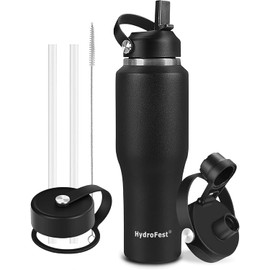 32oz Water Bottle Insulated with Straw,Leak Proof Water Bottles，Mens Water Bottle Stainless Steel for Gym,Hiking,Travel，Sport,1 Liter,Bpa free