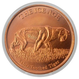 Ice Age Saber-Toothed Tiger 1 oz Pure .999 Copper Round Bullion Coin in Capsule - COA by Heavenly Metals