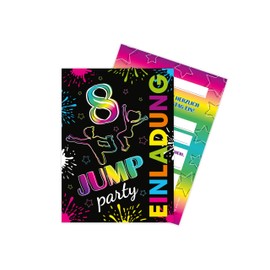 Limonia 8 Invitation Cards for 8th Children's Birthday Party Theme Jump Party Trampoline Neon Celebration Party Invitation Set Birthday Girls Children Boys Boys Teens