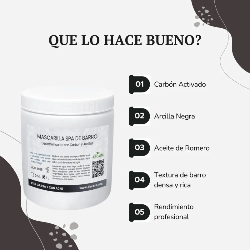 Mascarilla Facial Spa Con Arcilla Y Carbón Piel Grasa 1.4kg