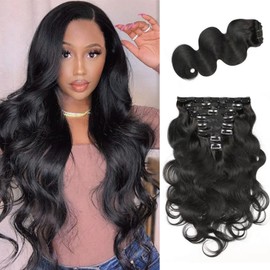 Clip in Human Hair Extensions Real Human Hair Clip Remy Human Hair 24 Inch 120g 8pcs Natural Black Hair Extensions Clip In Human Hair Remy Clip in Hair Extensions Real Human Hair Double Weft
