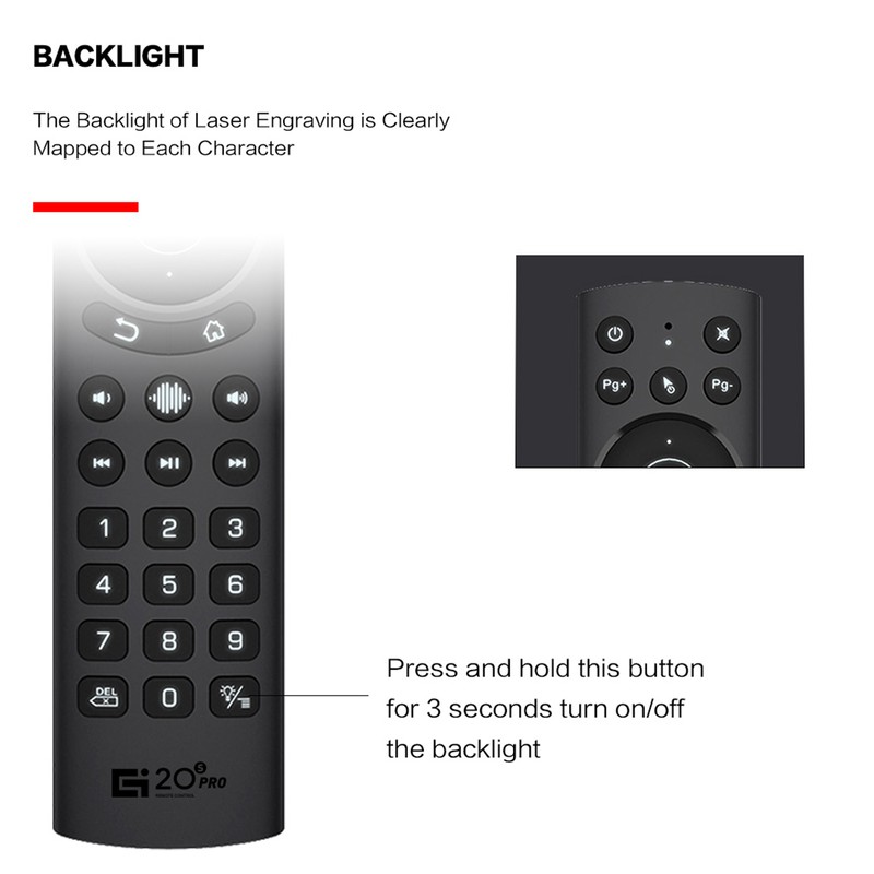 Voice Remote Control 2.4G Wireless Mouse IR Learning with Backlight