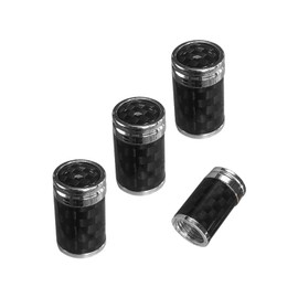 Ziciner 4 PCS Tire Valve Stem Cap Covers, Carbon Fibre Auto Rim Wheel Stem Air Cap Cover Screws, Universal Car Exterior Accessories for Vehicles, Motorcycles, Bikes (Carbon Fibre, Silver)