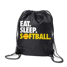 Softball Sport Pack Cinch Sack | Eat Sleep Softball | Black