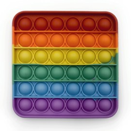 Droquimur Pop It Sensory Anti-Stress Toy Bubble Explode Relaxing Fidget Toy Square Rectangle Rainbow Multicoloured