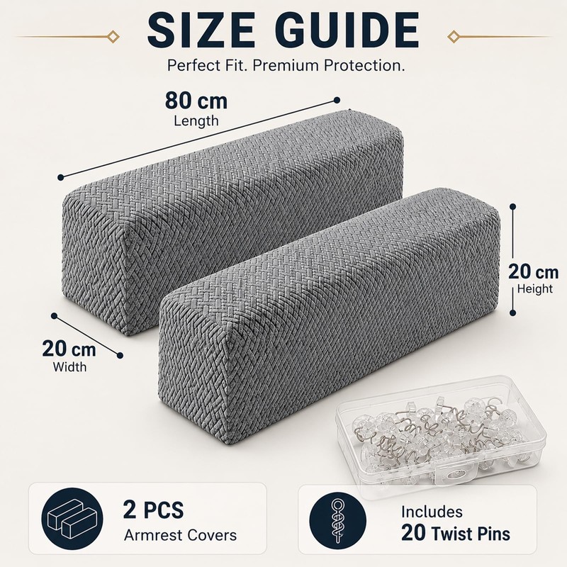 2PCS Sofa Arm Covers, Jacquard Sofa Arm Protector Covers with