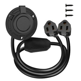 MECESOR 15 Amp 125V AC Power Inlet Port Plug, RV Shore Power Inlet Socket with Dual 18 Inches Extension Cord and Waterproof Back Cover, NEMA 5-15 Outdoor Electrical Outlet Receptacle Box