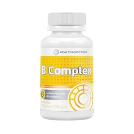HEALTHADDICTION - Complejo B Vegano B Complex, Vitaminas B1, B2, B3, B5, B6, B7, B9, B12-60 Tabletas de 700mg para Energía y Apoyo Nervioso