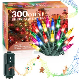 Enhon 300 Bulb Christmas Lights with Music, Musical Singing Christmas Lights with 25 Classical Holiday Songs, 7 Function Mode, Adjustable Volume and Mute (5 Color)