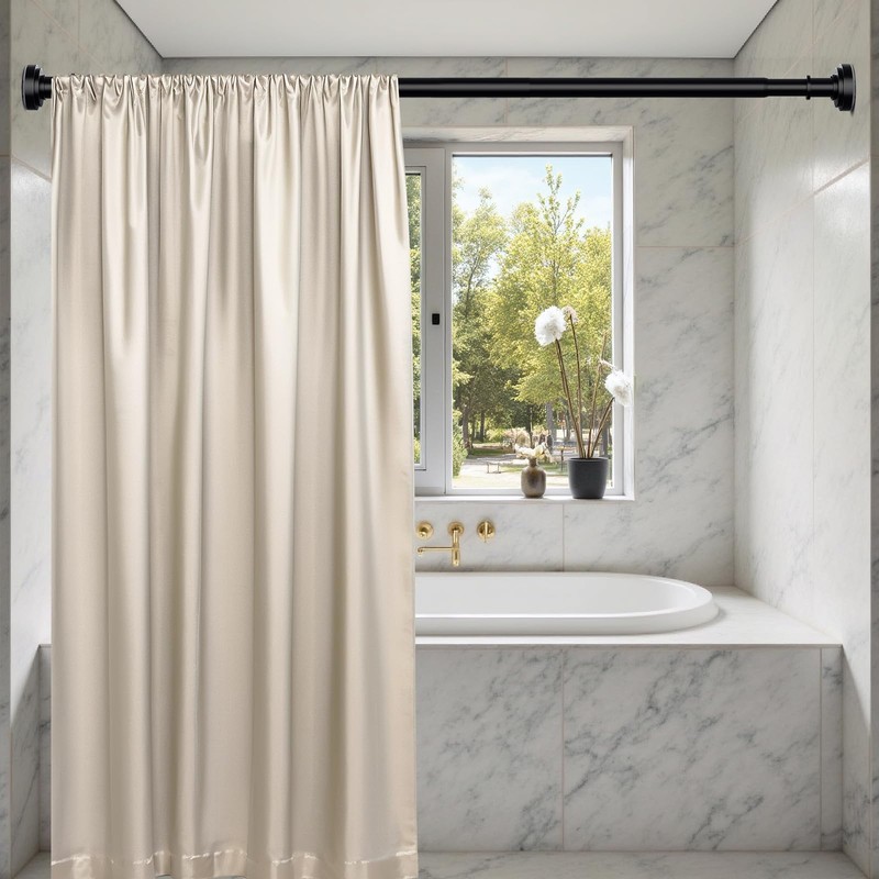 Black Shower Curtain Rod 36-98 Inch(3-8.17ft) Never Rust Non Slip