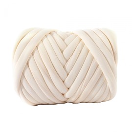 Thick Chunky Yarn Weight Yarn Giant Wool Yarn Threads Bulky Yarn Bulky Giant Yarn for Cushion Knitted Mat Throw Scarf, Cream