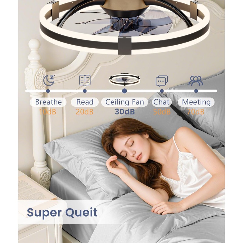 VOLISUN Ceiling Fans with Lights and Remote, 19.7in Low Profile