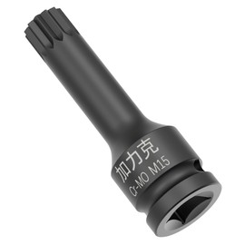 FOCMKEAS 1/2-Inch Drive x M15(15mm） Impact XZN Triple Square Spline Bit Socket, Metric Lengthen Screwdriver Socket Adapter, 3-Inch Length, CR-MO Steel, One-Piece Construction, Black