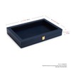 Oirlv Premium Blue Leather Flat Jewelry Tray with Acrylic Lid