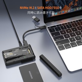 Alxum PCIe NVMe M.2 and SATA HDD/SSD Compatible Clone Stand Type-C USB 3.1 Gen2 10Gbps High Speed Data Transfer (M Key/B + M Key) M.2 ssd Clone 2.5/3.5" SATA I/II III Support HDD Data Copy Offline Clone Support UASP/TRIM